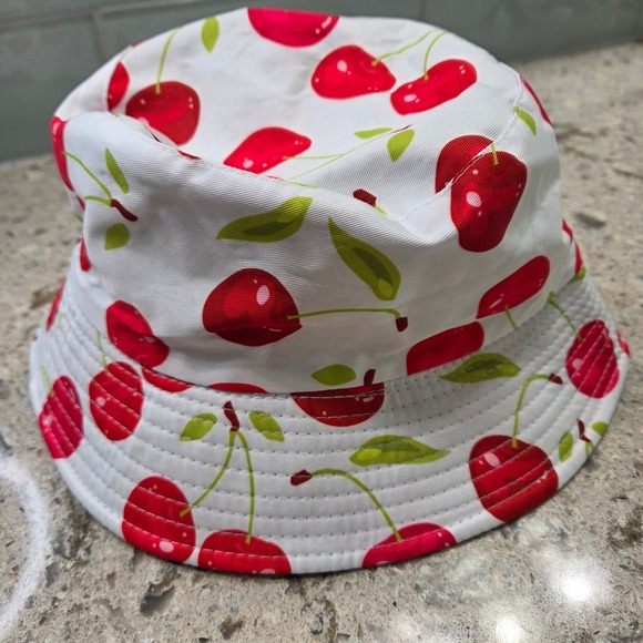 Cherry Bucket Hat Cute Summer Sun Hat Funky‎ Festival Fashion - Picture 3 of 7